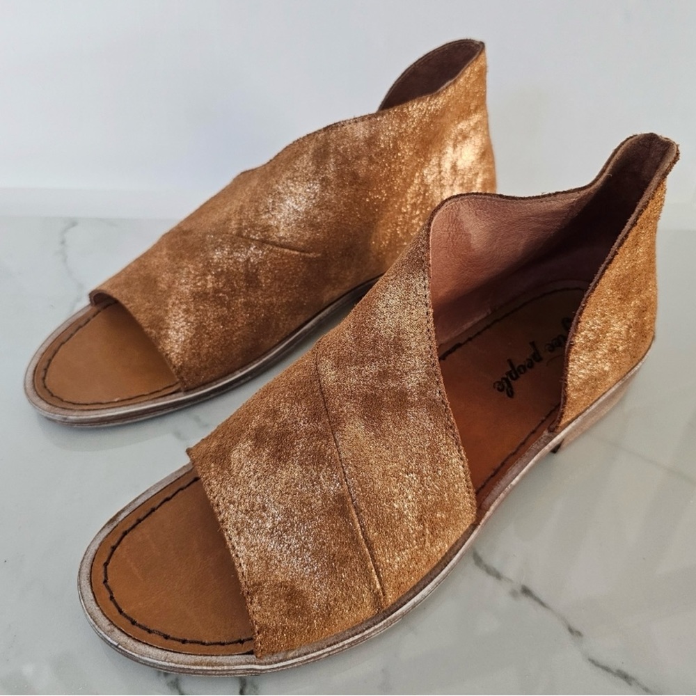 NEW Free People Shimmering Bronze Open-Toe Sandals